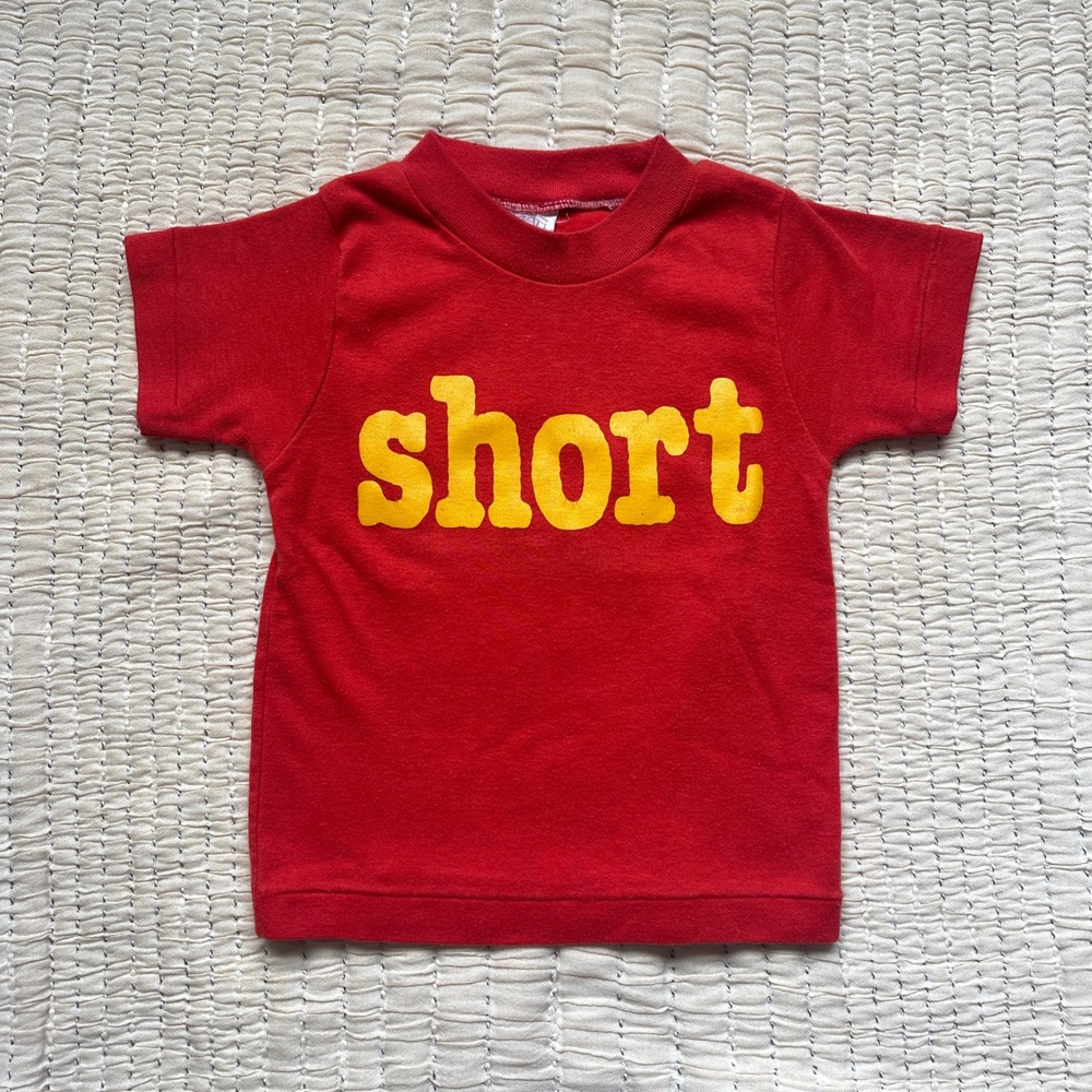 Small Stars Kids Short Stop Graphic T-Shirt Red Yellow 24M Vintage Style Tee